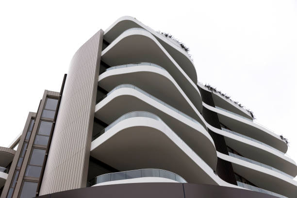 New modern apartment building, background with copy space
