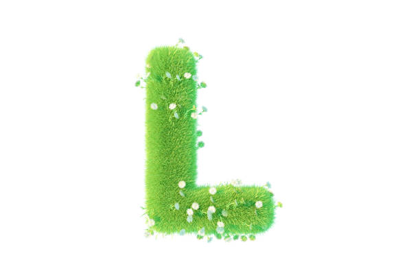 istock Letter L with Grass and Flowers Uppercase 1381632217