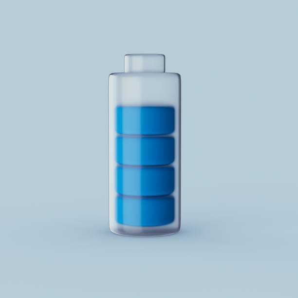istock Battery charging Battery charge level indicators Glassmorphism transparency. Battery 3d illustration 1381638326