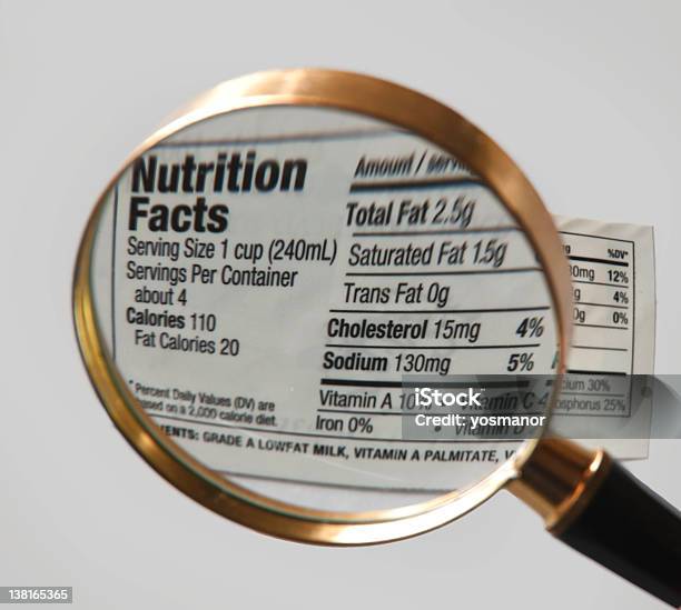 Etiqueta Nutricional - Fotografias de stock e mais imagens de Etiqueta Nutricional - Etiqueta Nutricional, Sódio, Contar