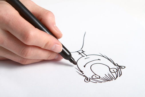Caricatura de la mano con el dibujo photo