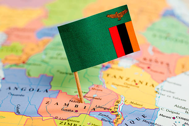 Map and Flag of  Zambia Map and Flag of  Zambia map .Source: "World reference atlas" zambia flag stock pictures, royalty-free photos & images