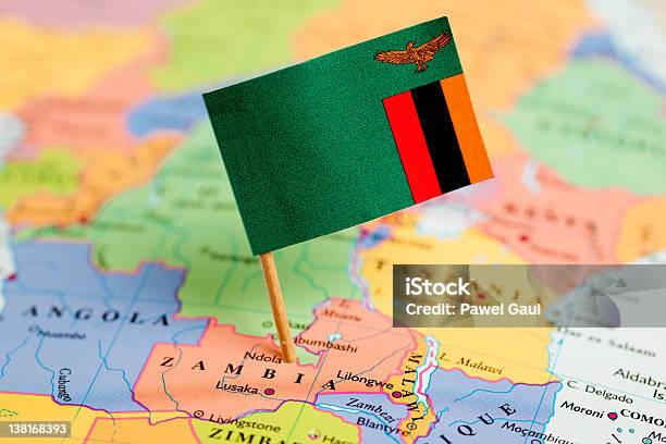 Map And Flag Of Zambia Stock Photo - Download Image Now - Africa, Cartography, City Map