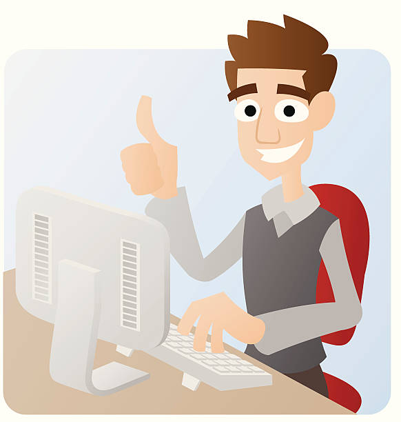 управление guy - nerd men computer cheerful stock illustrations