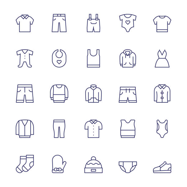 illustrazioni stock, clip art, cartoni animati e icone di tendenza di icone della linea del tratto modificabili kidswear - capri