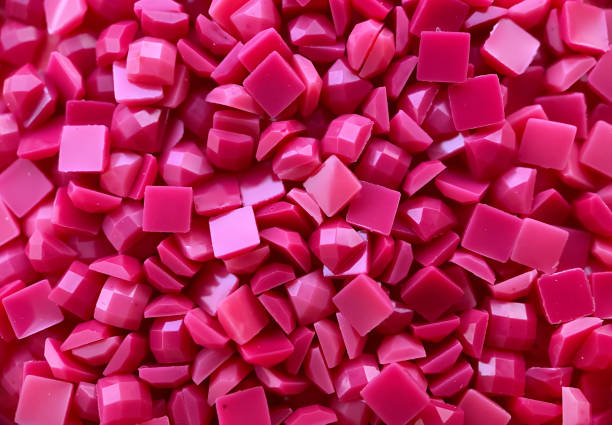 istock Close-up, pink square diamonds for diamond embroidery. Hobbies and DIY, materials for creating diamond embroidery 1381696102
