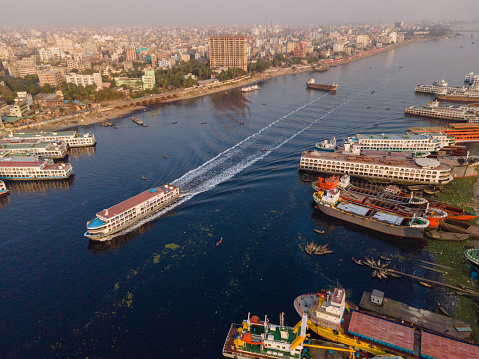 Dhaka City Port Sadarghat Aerial View
