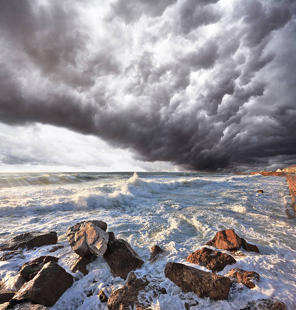 istock Terrible storm and lightning over the sea 138170740