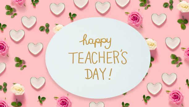 istock Teacher's Day message with roses and hearts 1381720894