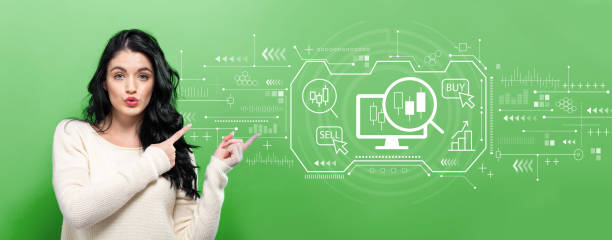 istock Stock trading concept with young woman 1381720917