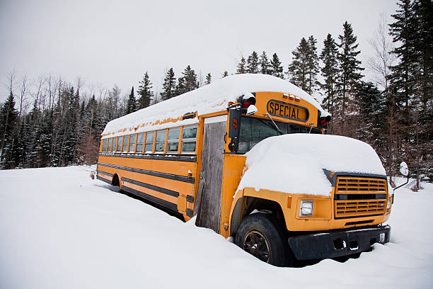 istock Abandoned weird school bus 138172208