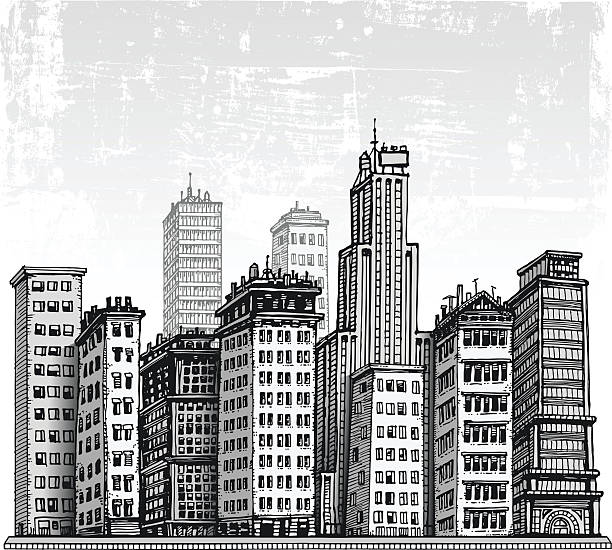 Sketchy Cityscape vector art illustration