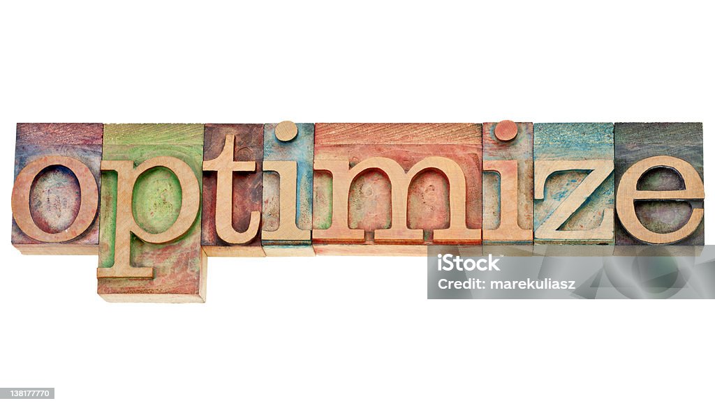 Optimizar-palavra em Tipo de Texto Impresso - Royalty-free Antiguidade Foto de stock