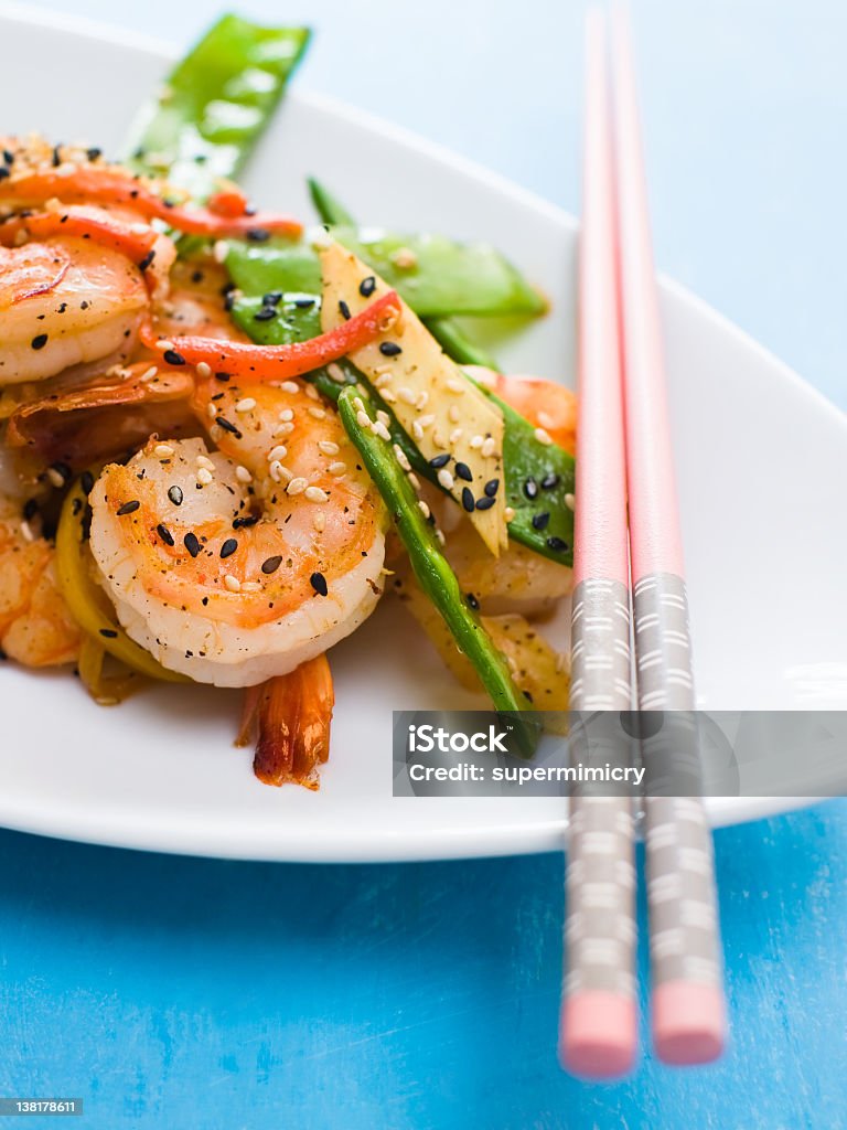 Sautée crevettes - Photo de Aliment sauté au wok libre de droits