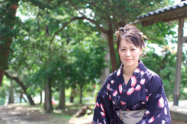 istock Japanese woman in a yukata 138179868