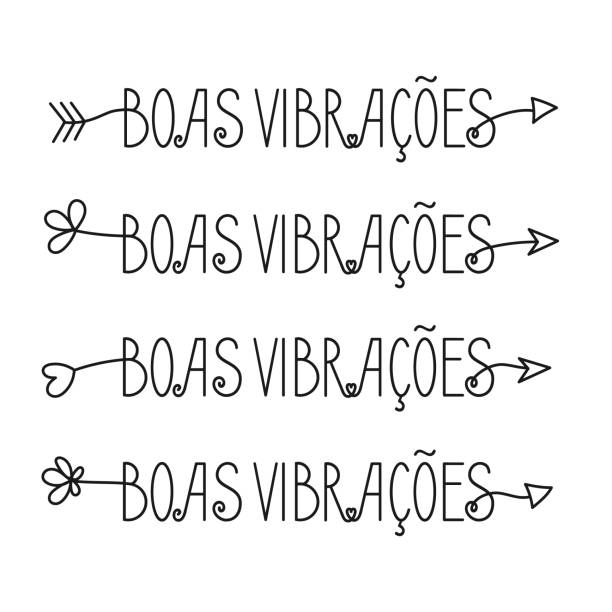 ilustrações de stock, clip art, desenhos animados e ícones de three good vibes arrows in brazilian portuguese. translation - good vibes. - line art welcome sign white black