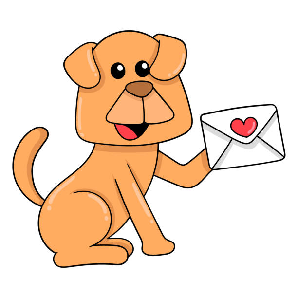 istock puppy is sitting delivering a love letter, doodle icon image kawaii 1381816007