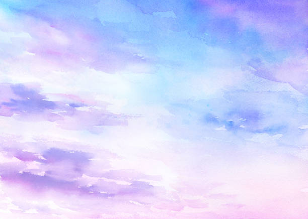 Watercolor illustration of colorful sky Watercolor illustration of colorful sky blue sky sunset stock illustrations