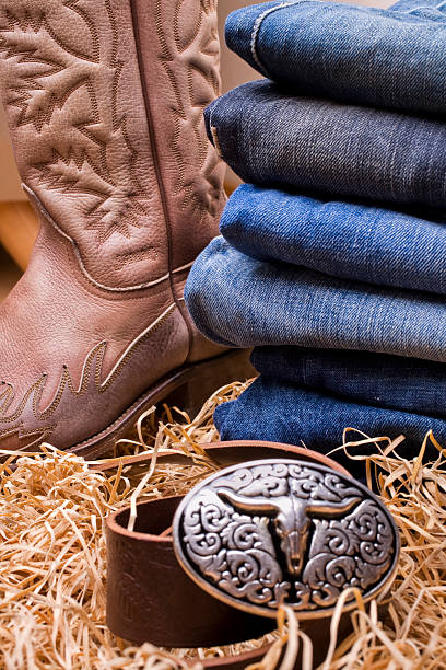 istock denim pants, boot and cowboy belt 138181941