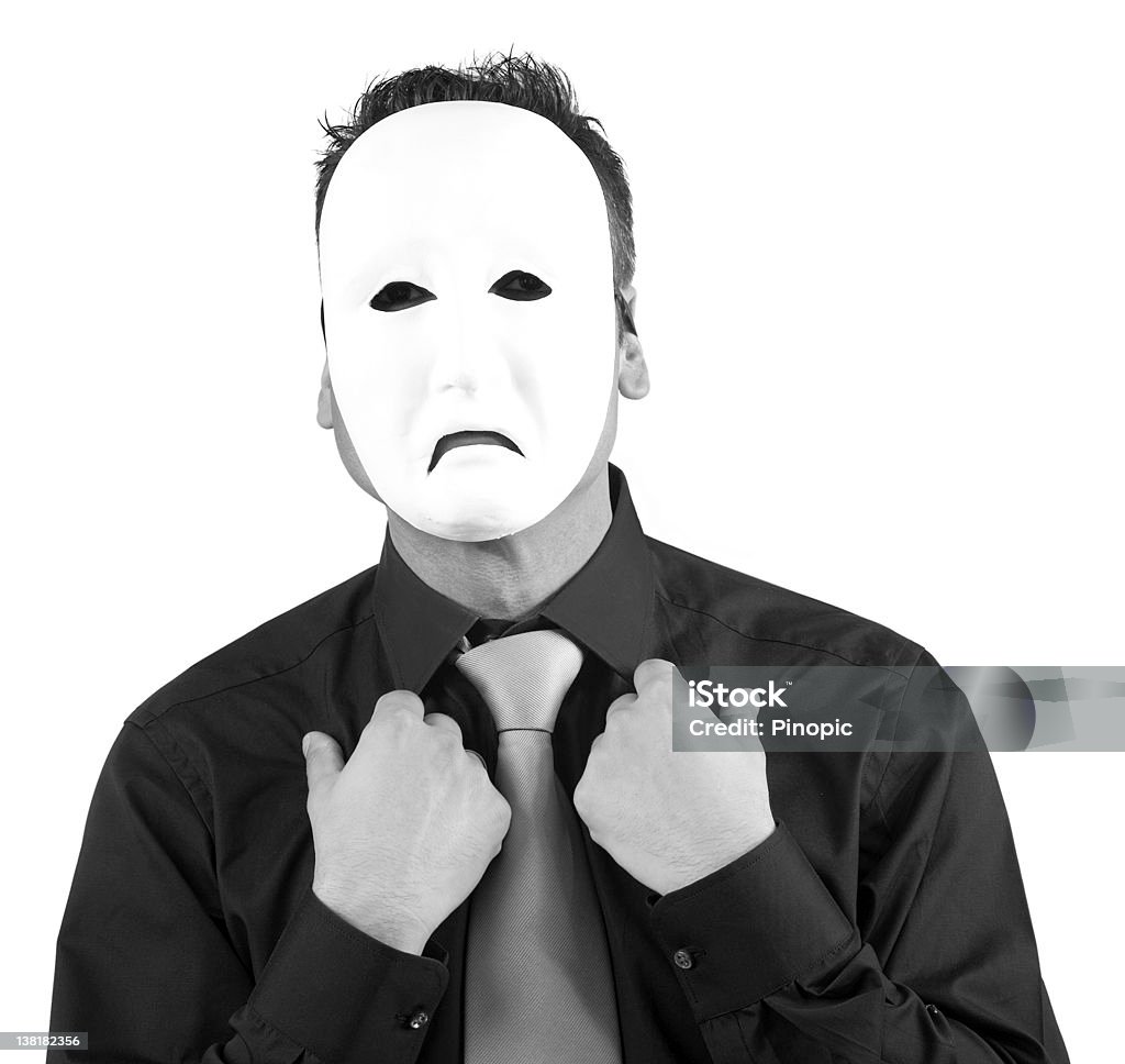 Homme d'affaires avec masque montrant Tristesse - Photo de Accident et désastre libre de droits
