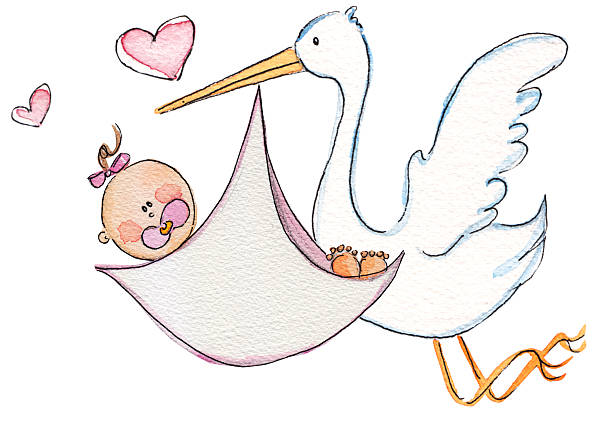 istock Storking deliverying baby girl 138183888