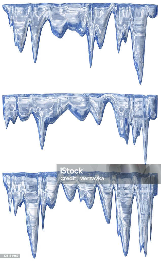 Thawing icicles Collection of three blue shade melting icicles Acute Angle Stock Photo