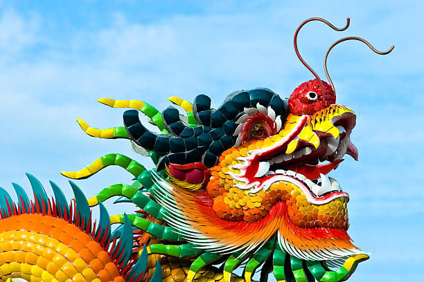 istock Dragon head  on the roof temple 138186568
