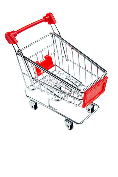 istock Empty red shopping cart waiting for the first customer 138187333