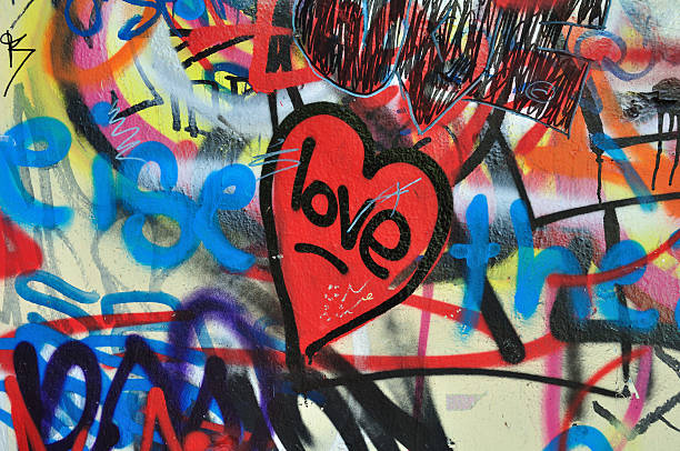 painted heart Painted heart on messy smudged wall background. Love graffiti detail. streetart stock pictures, royalty-free photos & images