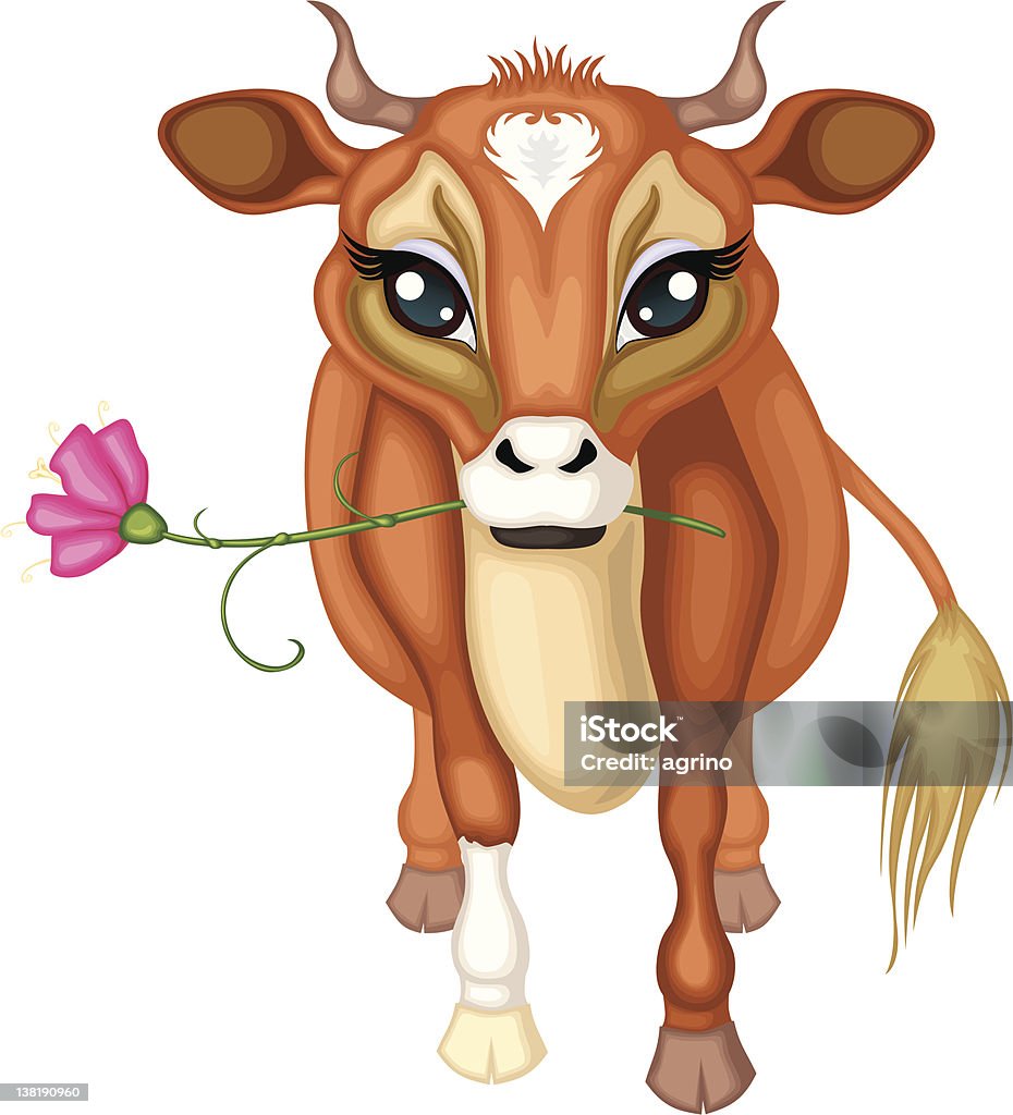 Linda marrón vaca - arte vectorial de Agricultura libre de derechos