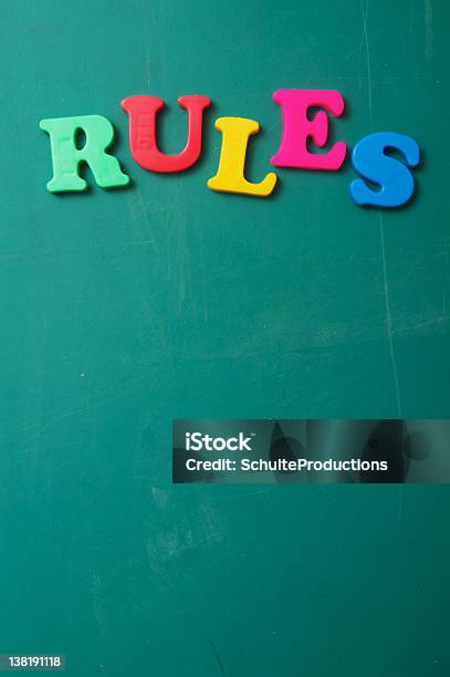 Rules On A Chalkboard Stock Photo - Download Image Now - Authority, Chalkboard - Visual Aid, Communication