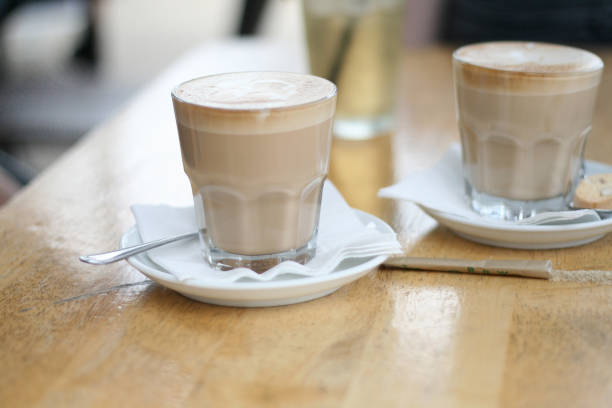 istock Cafe Served Coffee Latte in Glass Cups 1381918548