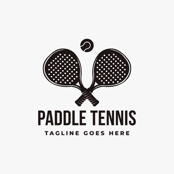 stockillustraties, clipart, cartoons en iconen met vintage paddle tennis logo icon vector on white background - padel