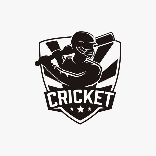 illustrazioni stock, clip art, cartoni animati e icone di tendenza di modello vettoriale dell'illustrazione del logo del logo dell'emblema del logo lacrosse team su sfondo bianco - battitore del cricket