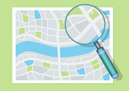 Top View Man Map City Map Top View Stock Illustration - Download Image Now - Magnifying ...