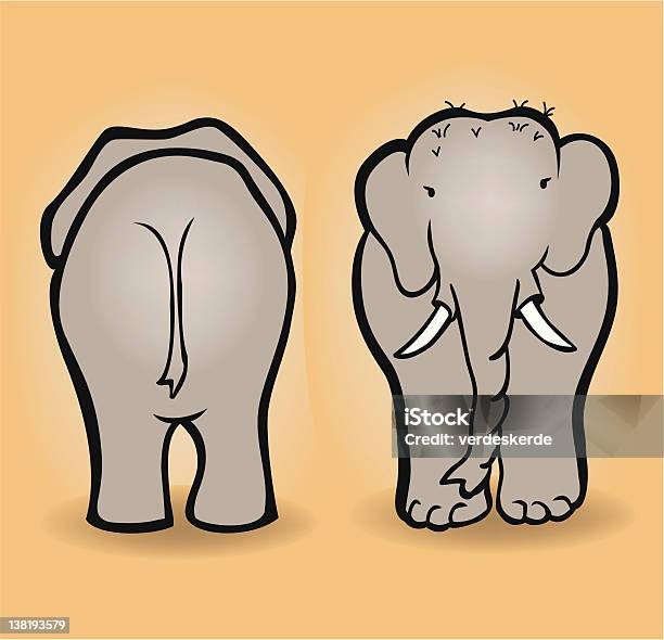 Éléphant Avant Et En Marche Arrière Vecteurs libres de droits et plus d'images vectorielles de Éléphant - Éléphant, Queue, Vue de face