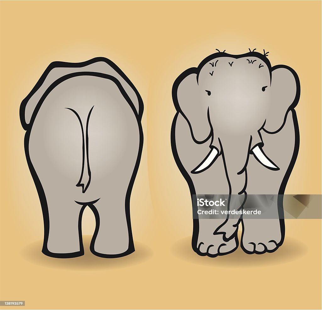 Elefante frente e para trás - Vetor de Elefante royalty-free