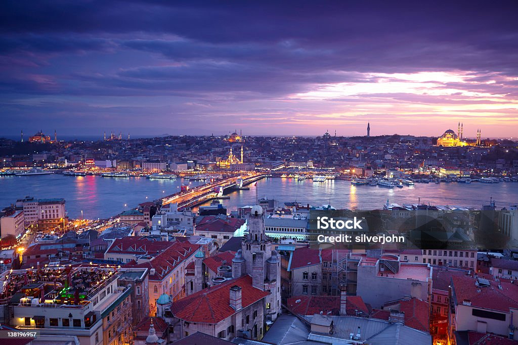 Istanbul Sunset Panorama Architecture Stock Photo