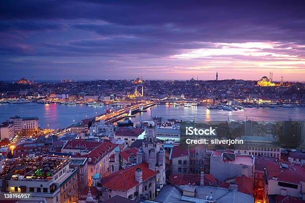 Istanbul Sunset Panorama Stock Photo - Download Image Now - Architecture, Blue, Bridge - Built Structure