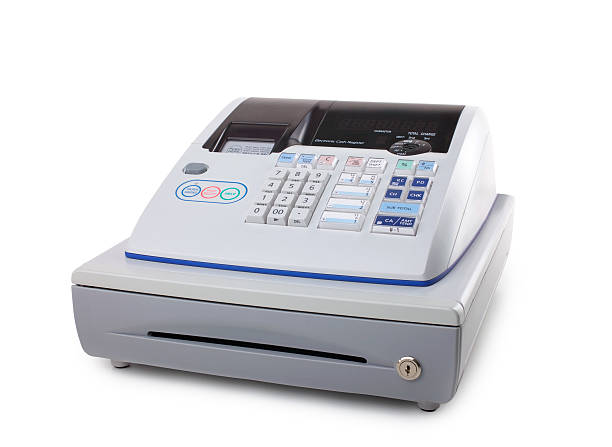 istock Cash register isolated on white background 138197089