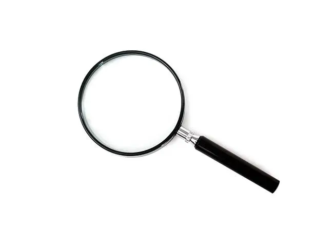 Photo of Black magnifying glass on a white background