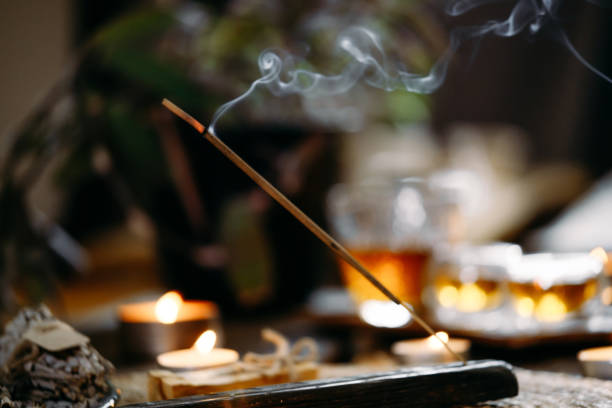 istock Burning aroma stick incense with spoke for aromatherapy meitation 1382010710