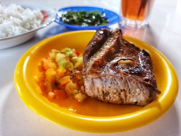 istock Grilled tuna with raw chilli sauce 1382014510