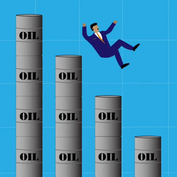 Vector illustration of Oil investor falling