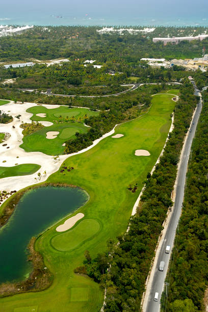 istock Elevevated view of golf course 1382026166
