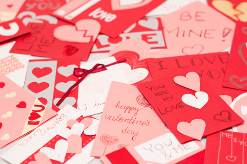 set of valentines cards lying on the floor