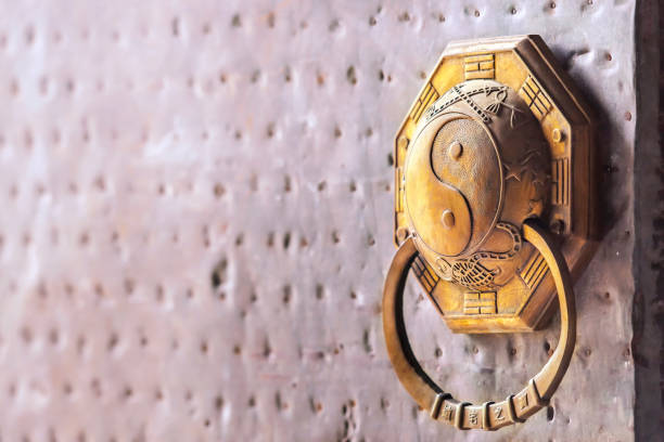 Chinese traditional brass door knocker.