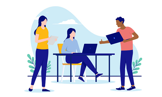 Vector people working flat design on white background