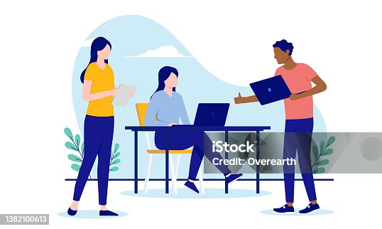 istock Vector people working flat design on white background 1382100613