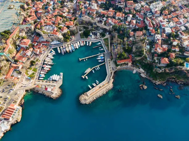 Aerial View Of Antalya Harbour (Kaleici), Antalya, Turkey